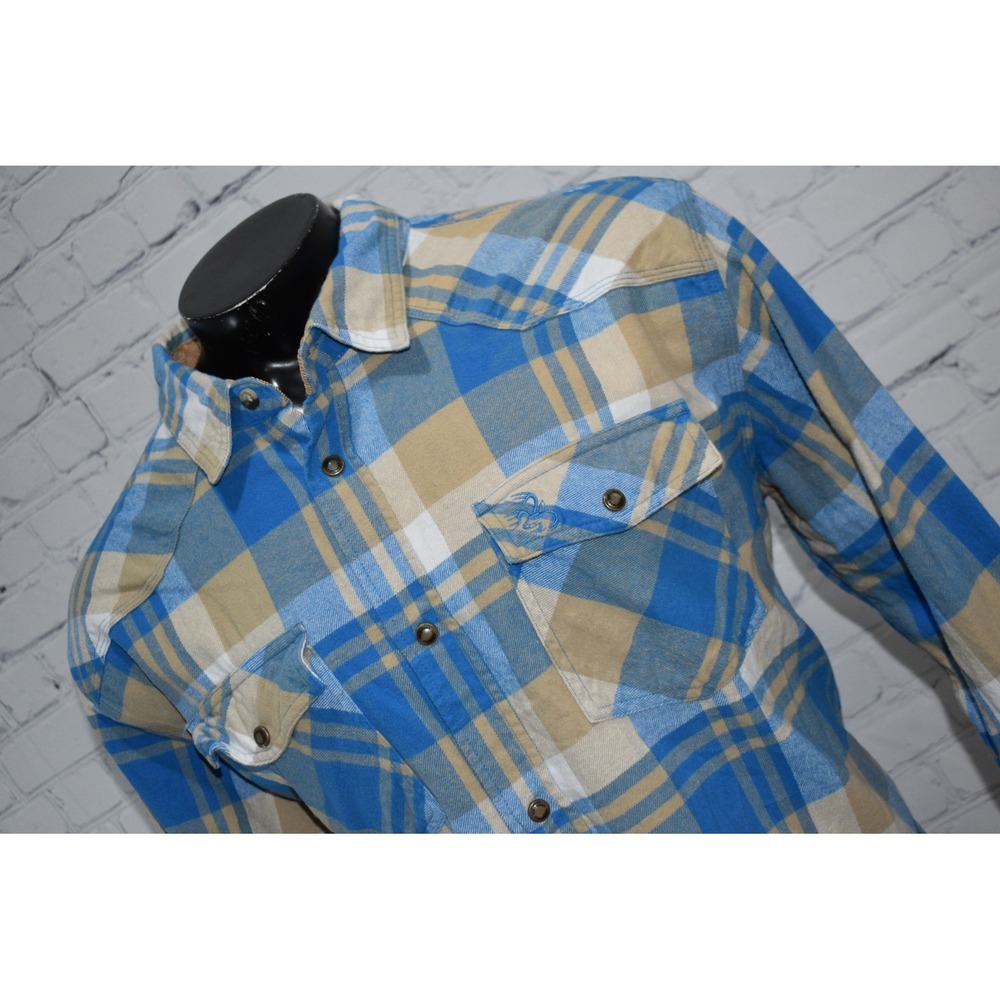 Legendary Whitetails Shirt Mens 2XT Tall Blue Plaid Flannel Snap Button Western